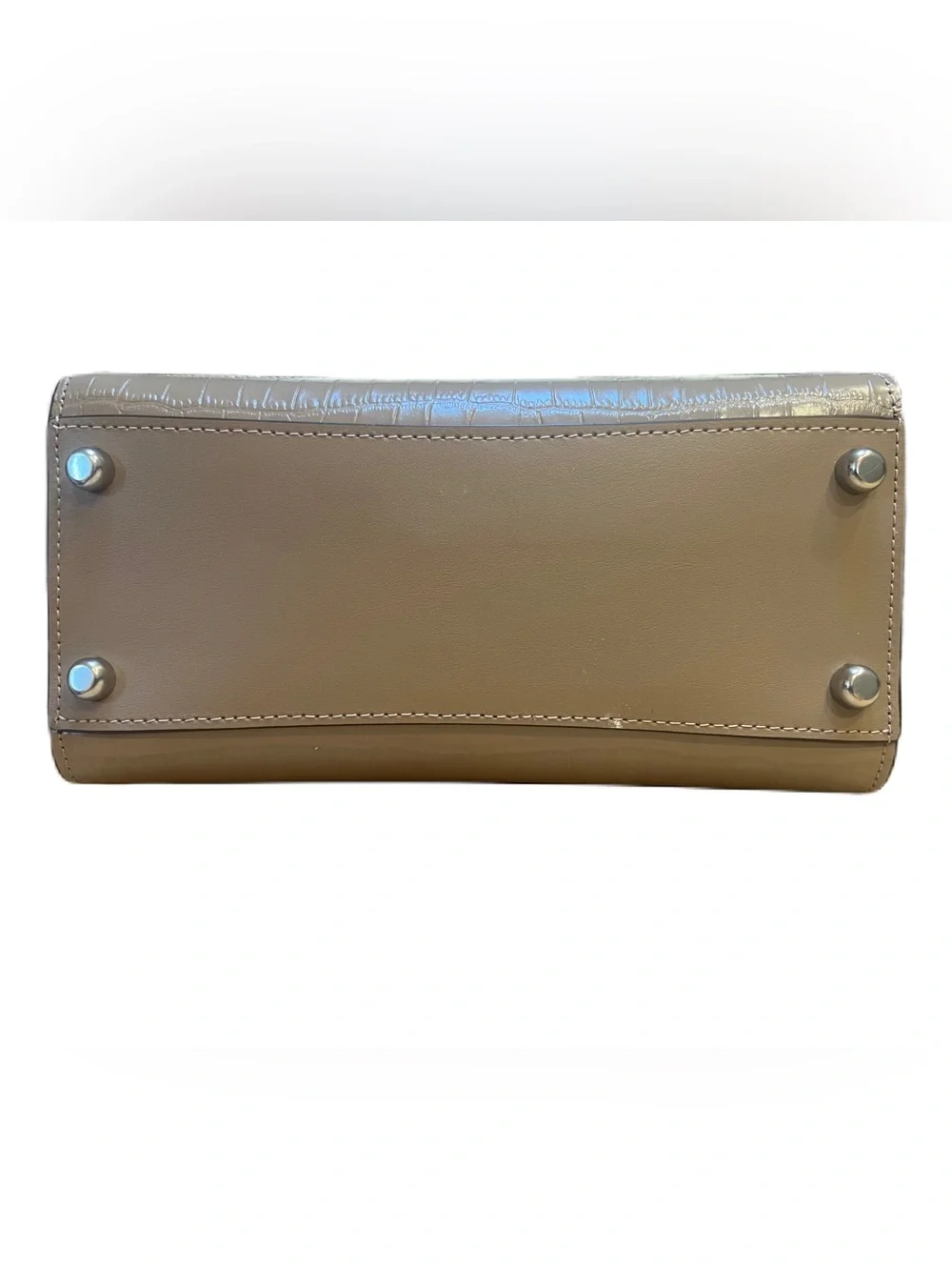 COACH Croc-Embossed Leather Andrea Mini Carryall in a tan colorway